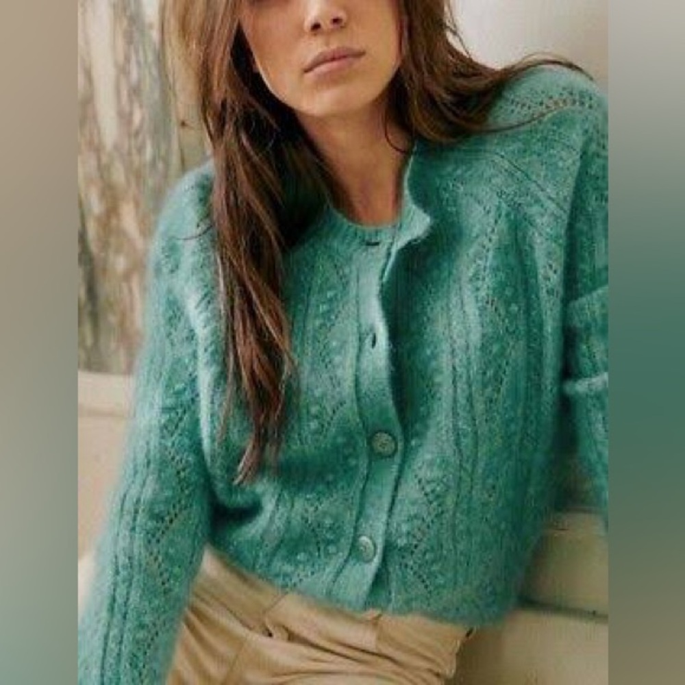 NWT Sezane Magda Cardigan Celadon Green - Size S - Picture 2 of 5
